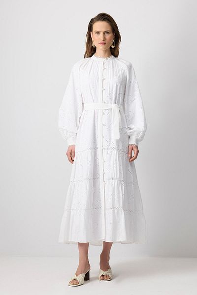 Touché Privé 100% Cotton Scalloped Pearl Button Dress