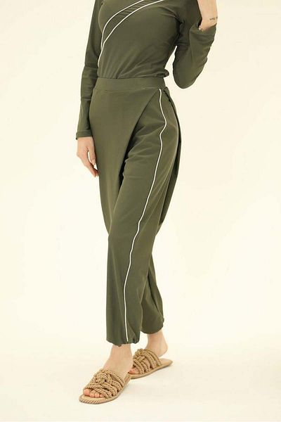 NS Tasarım Tesettür Mayo Lina Khaki Design Hijab Double Suit Swimsuit