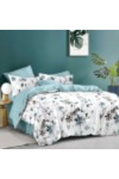 Pucioasa Lenjerie Pat Dublu Model Floral Bleu-gri