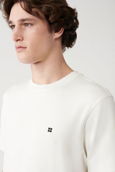 Avva Ανδρικό μπλουζάκι με λευκό εμπριμέ Crew Neck Soft Touch A41y1328