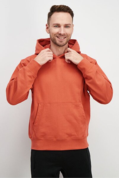 adidas Men Hooded Long Sleeve Plain Sweater, Rust