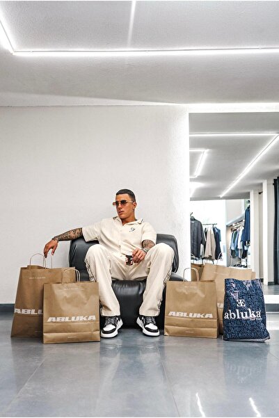 ablukaonline Чоловіча сорочка Relax Fit з вишитим візерунком під льон, бежева