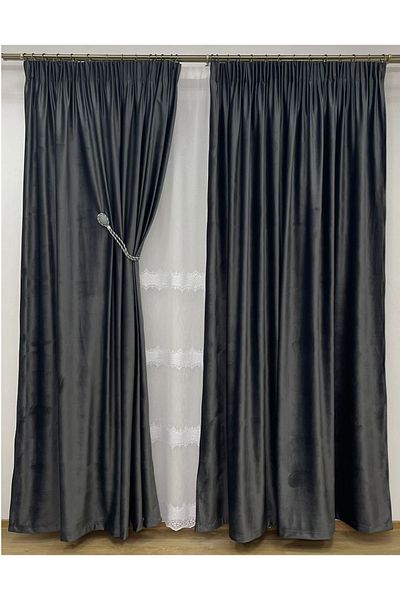 Liz Line Set of two velvet curtains, with straps and wide drapery, "Velvet lux" by Liz Line, 2x400x245-DR5084