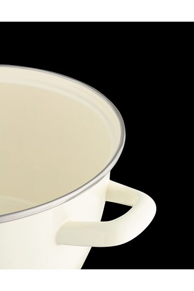 Madame Coco Salentino Frying Pot 22 White with Enamel Strainer Ideal for Frying and Sautéing