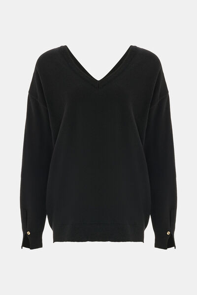 W Collection Black V-Neck Long Sleeve Sweater