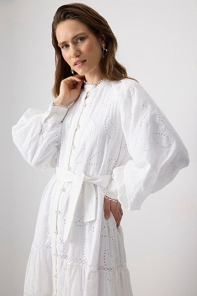 Touché Privé 100% Cotton Scalloped Pearl Button Dress