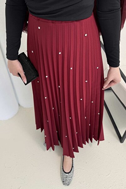 Melike Tatar Stone Pleated Skirt 32-3541