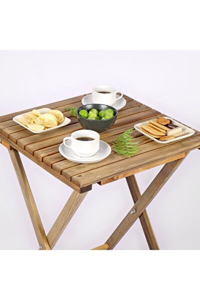 WOODENSA 50x50cm Katlanır Masa Bistro Masa - Bahçe&balkon&teras&cafe Masası Ceviz
