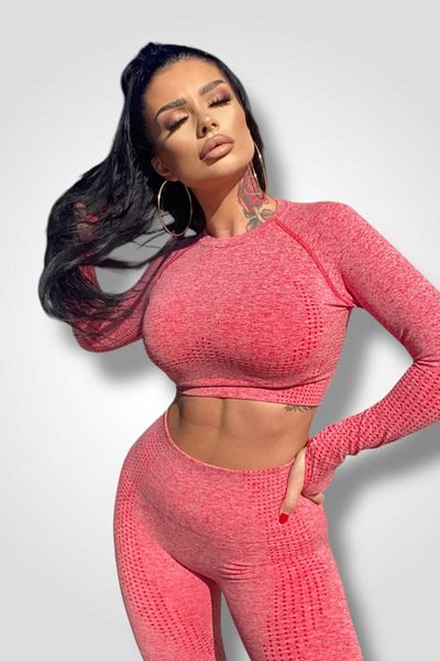 BOMBFIT Complete set Spring Red Seamless, Soft, shaper, fitness, for women