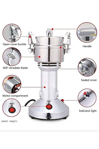 Denx 300g 1400W High Speed Home Spice and Grain Grinder Mill for Grinding Seeds, Wheat, Corn, Pepper,
