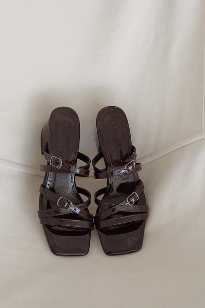Meral Özgenç Belt Banded Heeled Slippers