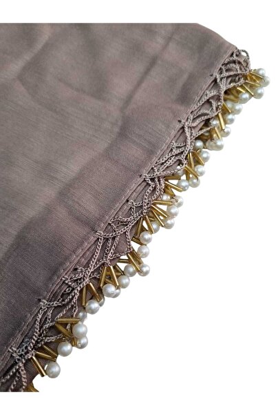 BENLİ Inci Boncuklu Gold El Oyalı Eşarp Yazma 100x100cm