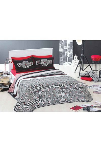 NEEA HOME Spring Double Bed Cover Set Black Color Modern Daily Multi-Purpose Pique Cover Set 260X260Cm