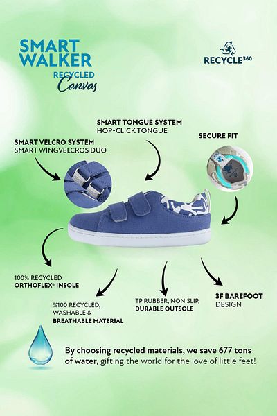 HOPFRÖG Smart Walker Eco Violet - Детски боси обувки от рециклиран плат