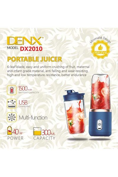 Denx Portable Blender, USB Blender, Smoothie Mini Blender, 300ml Fresh Juice Blender for Home, Travel,