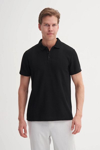 Cazador Ανδρικό μπλουζάκι Polo Neck Black 4222