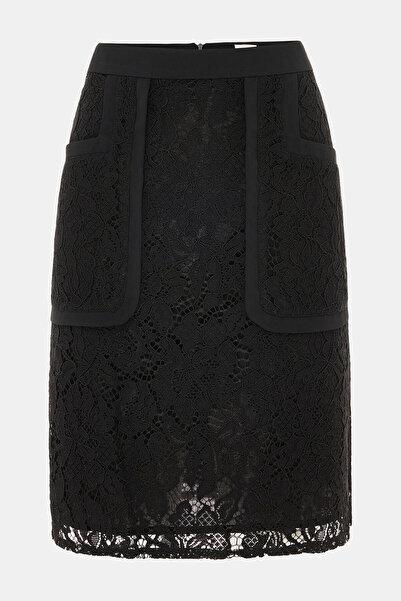 W Collection SİYAH MİNİ DANTELLİ FERMUARLI ETEK