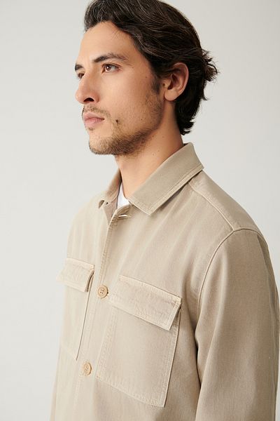 Avva Ανδρικό Dyed Garment Mink Classic τσέπη πέτο 100% βαμβακερό τζιν μπουφάν - A41y6005