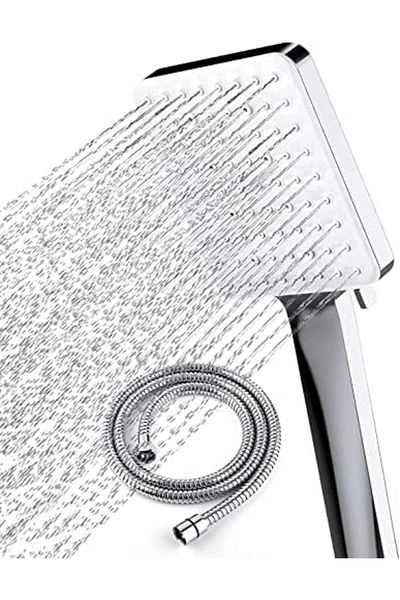 Newentor Shower Head with Hose Set with 6 Settings Spray Mode, Chrome - 1.5m