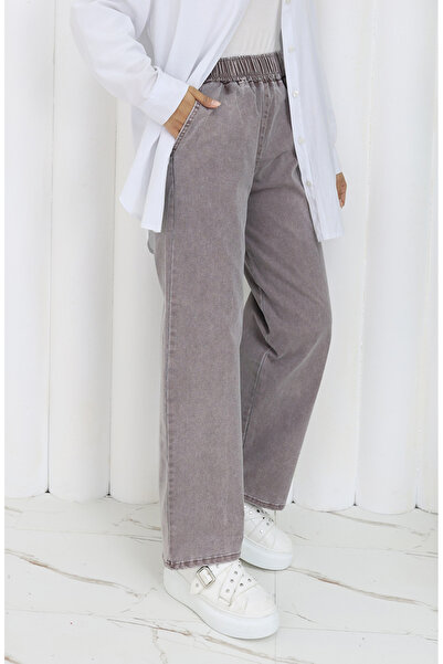 sefamerve Beli Lastikli Kot Pantolon 9633-01 Gül Kurusu