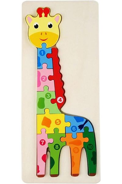 Generic 3d educational wooden toy in the shape of a giraffe kt-033