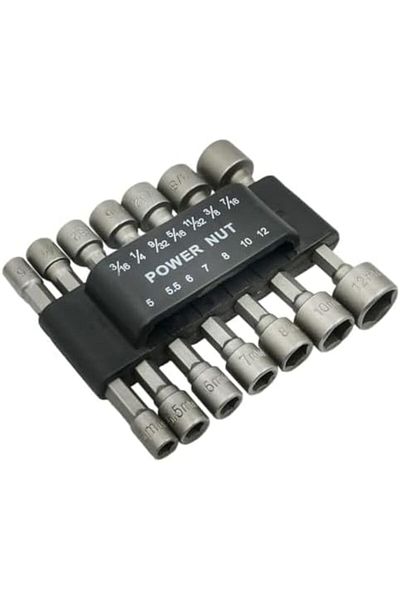 Generic 14 Pcs Power Nut Driver Set Nut Socket 5,5.5,6,7,8,10,12mm,3/16",1/4",9/32",5/16",11/32",3/8",7/16"