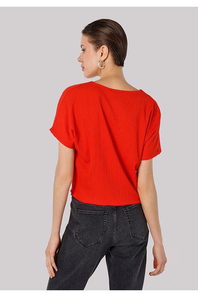 Colin's Regular Fit V-Neck Plain Women's Red Short Sleeve T-Shirt