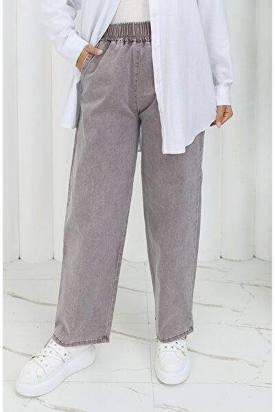 sefamerve Beli Lastikli Kot Pantolon 9633-01 Gül Kurusu