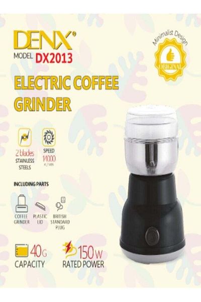 Denx Electric Coffee and Spice Grinder 150W Power, 40g Capacity, 14000RPM Rotation Speed