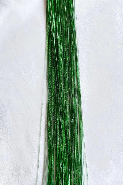 TakıDolabı Neon Yeşil Simli Yan Çıt Çıt Postiş 50 Cm