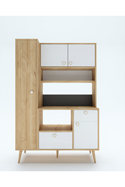 FLORADESİGN Colombia Kahve Köşesi – Çok Amaçlı Mutfak Dolabı | Airfryer Organizeri & Raflı Depolama Ünitesi