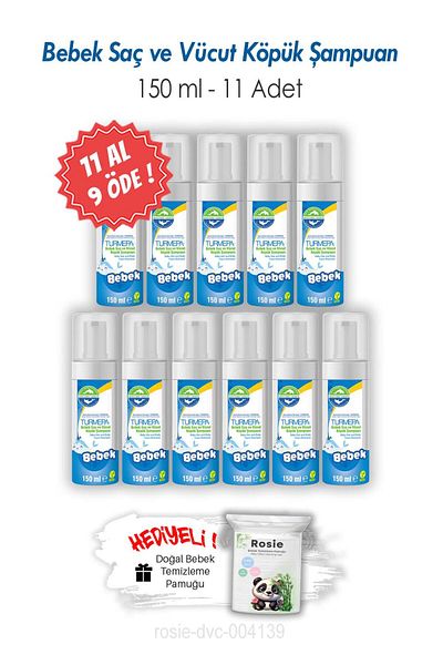 Turmepa Buy 11 Pay 9 Baby Hair and Body Foam Shampoo 150 ml and Rosie Cotton Gift