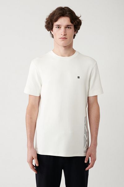 Avva Ανδρικό μπλουζάκι με λευκό εμπριμέ Crew Neck Soft Touch A41y1328