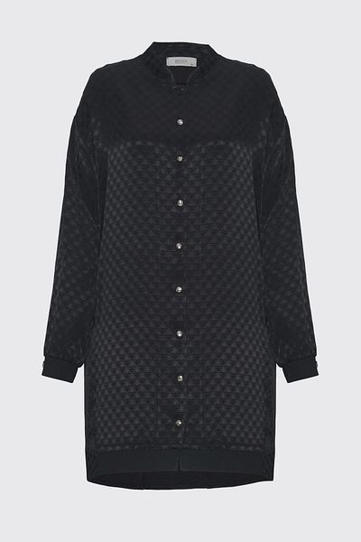 Zühre Jacquard Judge Collar Black Jacket C-0134