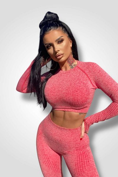 BOMBFIT Complete set Spring Red Seamless, Soft, shaper, fitness, for women