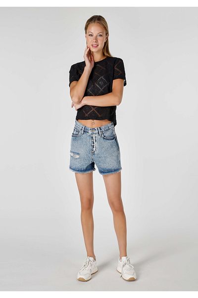 Colin's Mom Short Pantaloni scurți din denim pentru femei cu talie înaltă