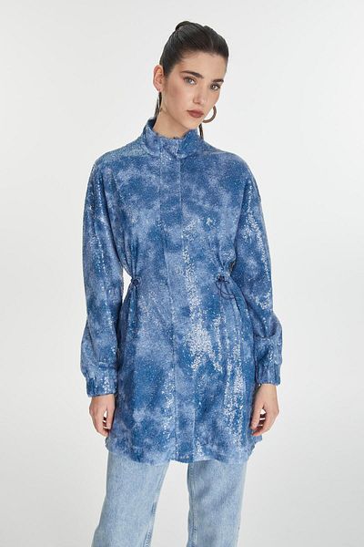 Zühre Patterned Indigo Sports Jacket C-0091