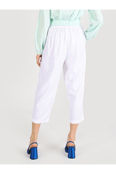 Colin's Pantaloni albi de damă cu talie înaltă, cu picioare largi, cu croială normală