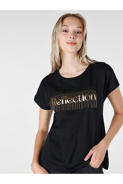 Colin's Regular Fit Round Neck Women's Black Short Sleeve T-Shirt