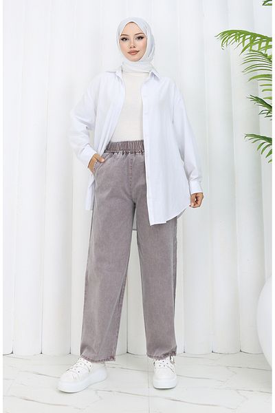 sefamerve 9633-01 Model Dusty Rose Blugi cu talie elastica
