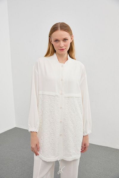 Zühre Embroidered Ecru Jacket C-0094