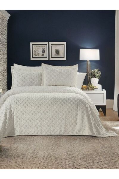 baladı home ev tekstil home collection Double Drop Pompom Bedspread - Set 3 Pieces, Boxed