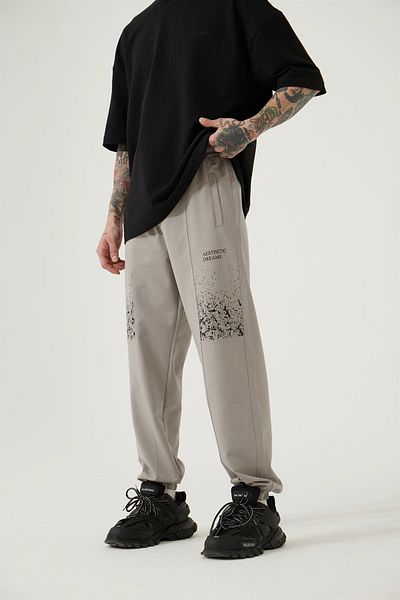 Machinist Ανδρικό Aesthetic Dreams Printed Relaxed Jogger ανοιχτό γκρι παντελόνι