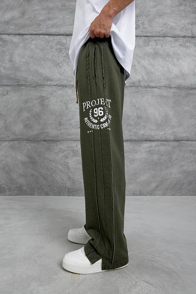 NOMARC Khaki Washed Detailed Project Written Sweatpants
