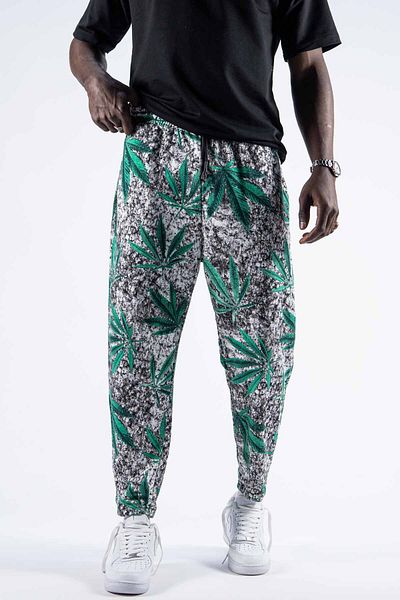 SUPERBLUE Men's Patterned Casual Green Jogger Baguette Trousers