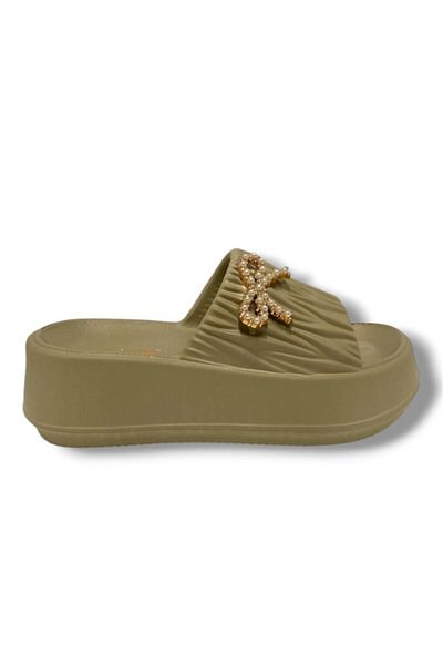 AKINAL Akınal E462.Z.0001 Eva Anatomical Pearl Stone Ribbon Women's Slippers