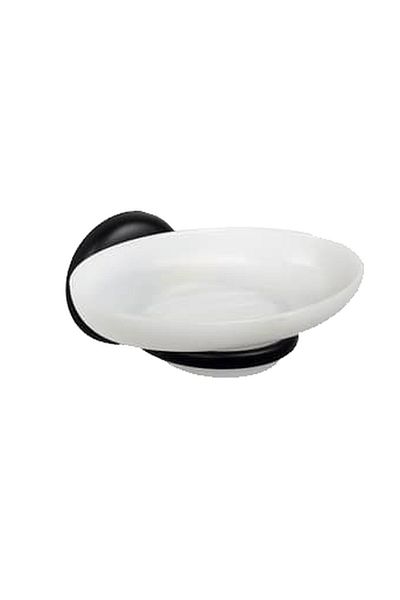 flores Matte black metal stand with matte white soap dish