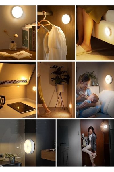 gaman 3 Adet Koridor Ve Merdiven Için Şarjlı Hareket Sensörlü Mıknatıslı 6 Led Aydınlatma
