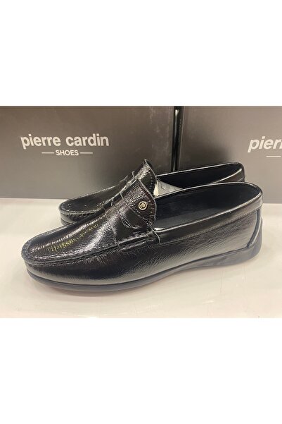 Pierre Cardin мъжки черни мокасини от набръчкана лачена кожа