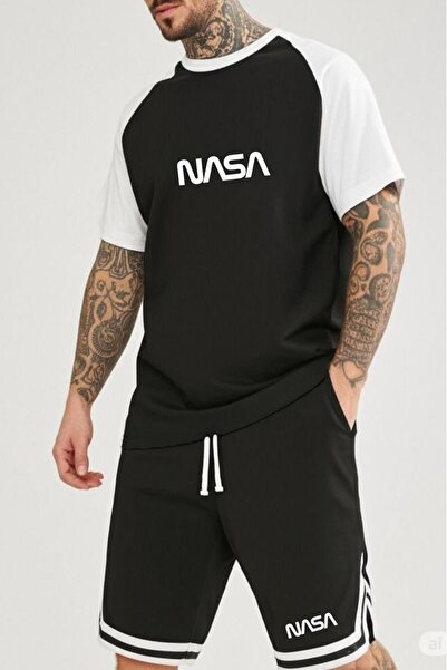 NO 601 تي شيرت رجالي أبيض بأكمام ريجلان بأكمام مقلوبة أسود إكسترا فور شورت نا...